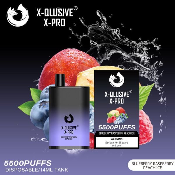 X-QLUSIVE X-PRO BLUEBERRY RASPBERRY PEACH  – 5500 PUFFS