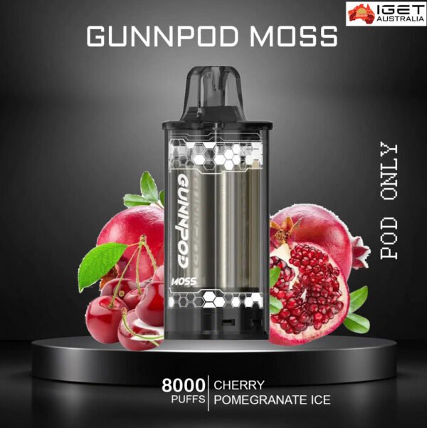 GUNNPOD MOSS - CHERRY POMEGRANATE ICE - 8000 PUFFS - POD ONLY