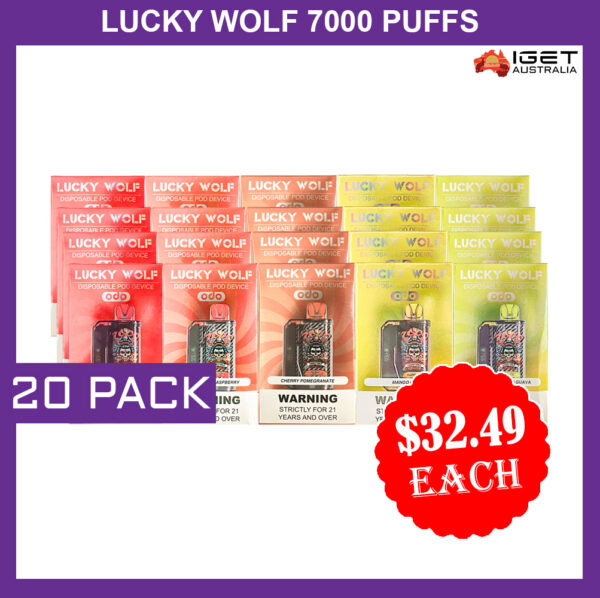 LUCKY WOLF 7000 PUFFS - 20 PACK